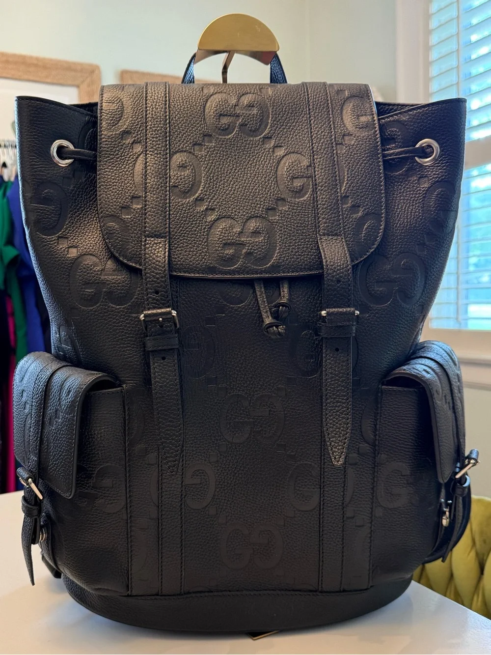 Gucci Jumbo GG Leather Travel Backpack
